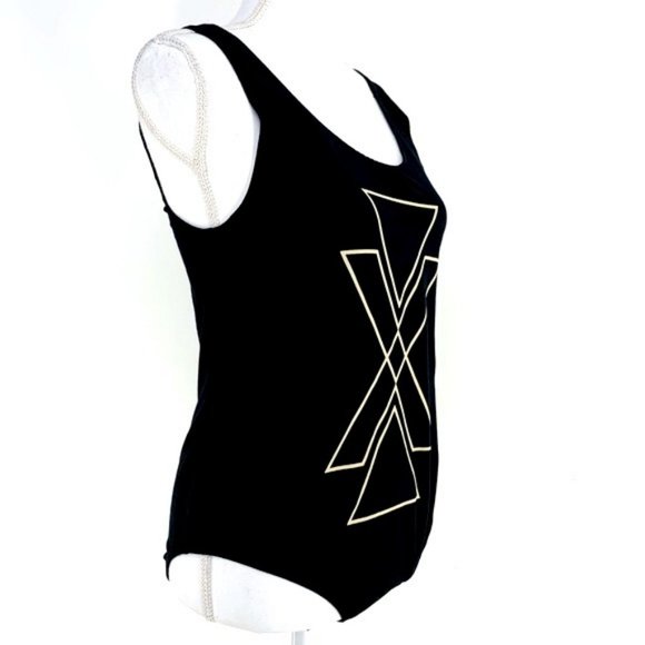 NOISE + SILENCE / Black Geometric Bodysuit / Large - Picture 2 of 7